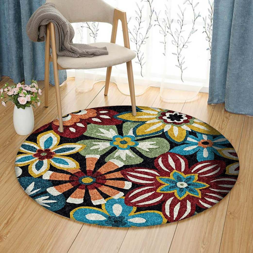 Flower Round Rug Carpet Bedroom Livingroom Home Decor