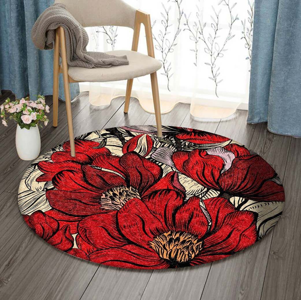 Flower Round Rug Carpet Bedroom Livingroom Home Decor