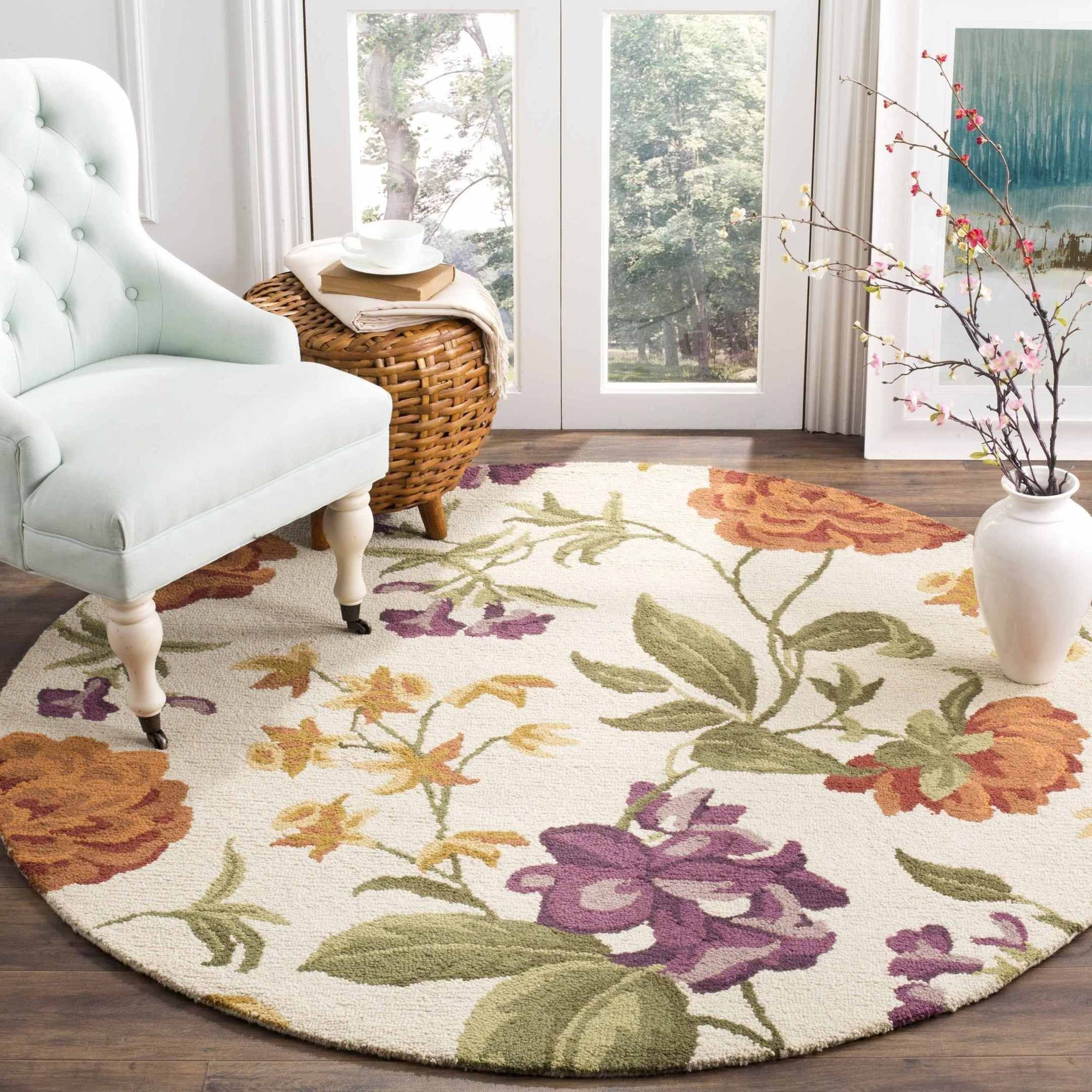 Flower Round Rug Carpet Bedroom Livingroom Home Decor