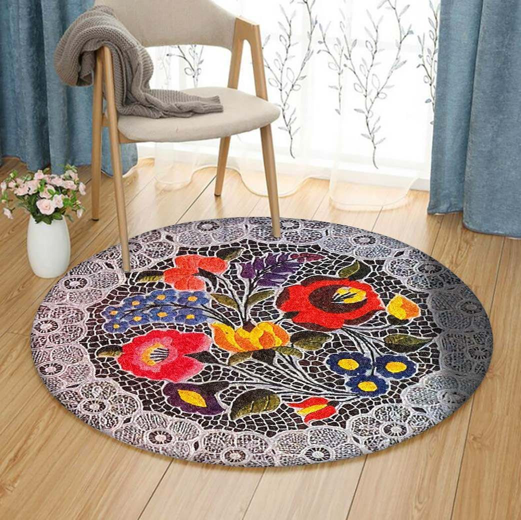 Flower Round Rug Carpet Bedroom Livingroom Home Decor