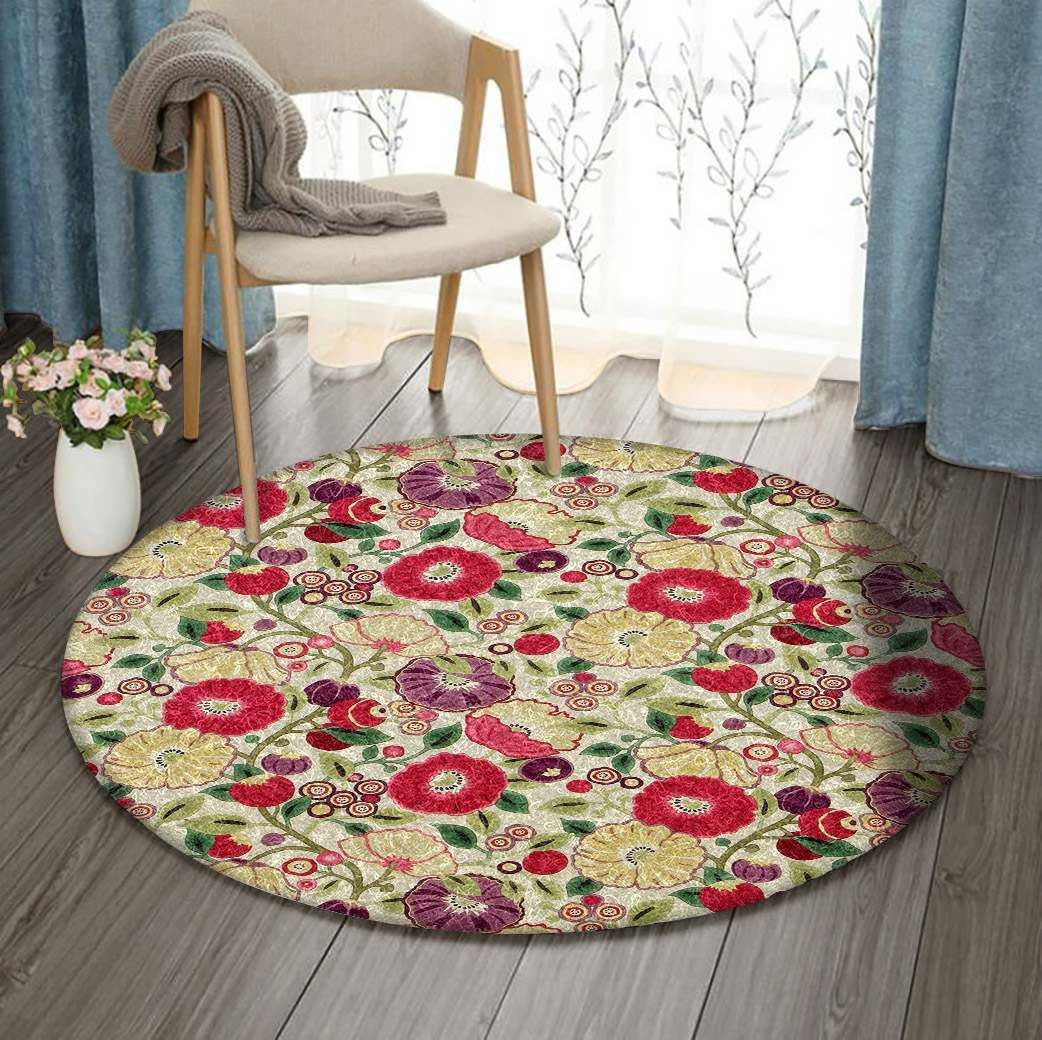 Flower Round Rug Carpet Bedroom Livingroom Home Decor