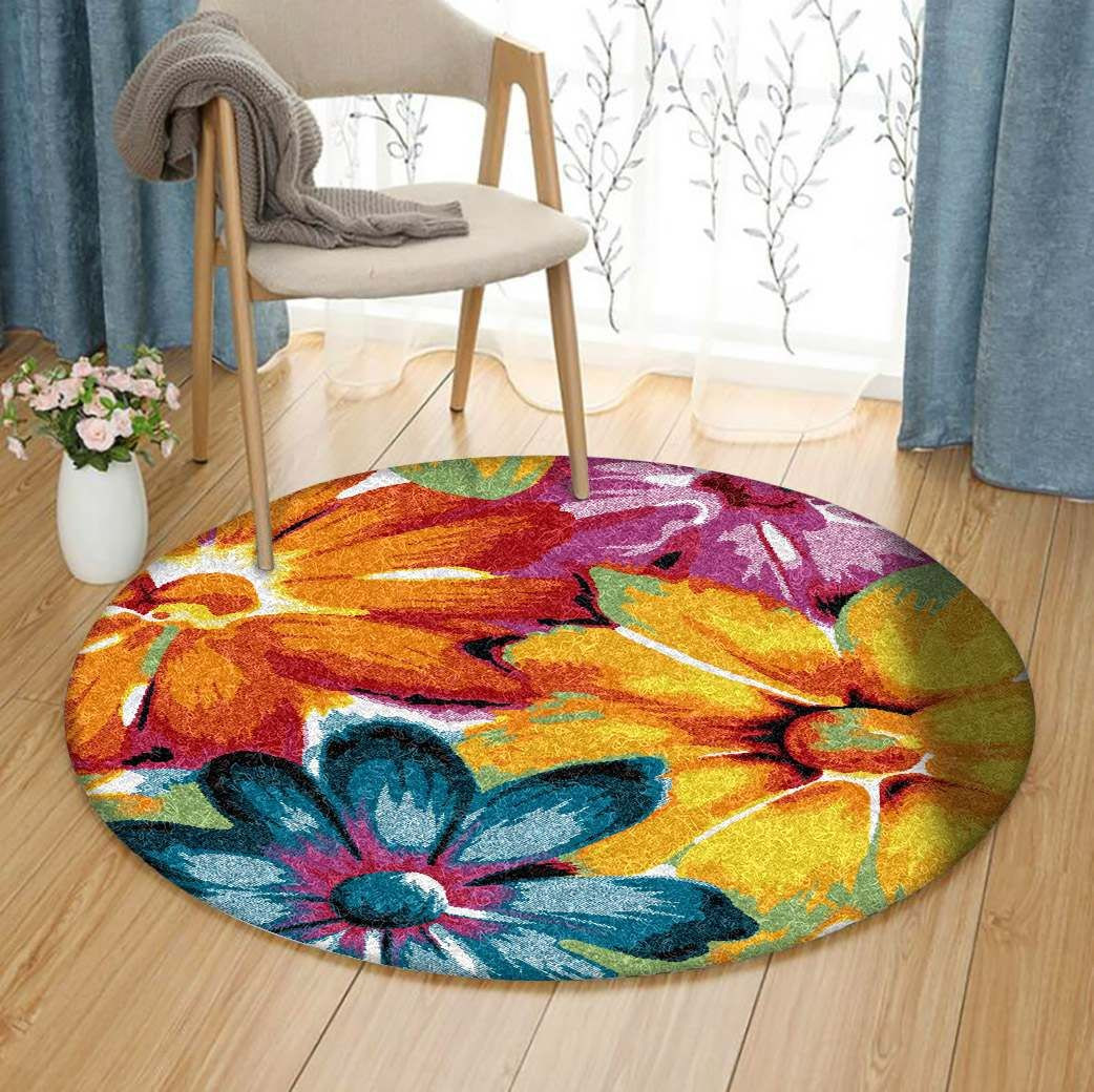 Flower Round Rug Carpet Bedroom Livingroom Home Decor
