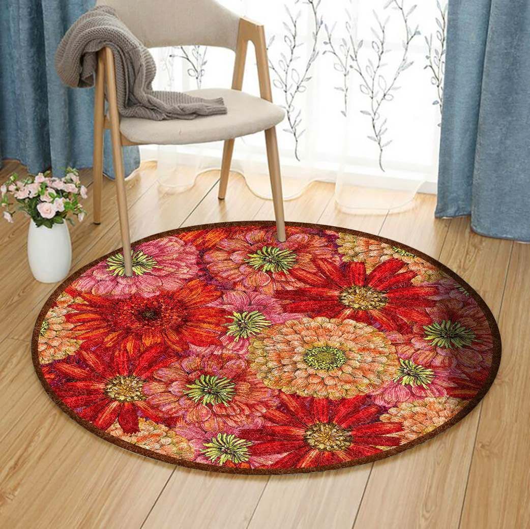 Flower Round Rug Carpet Bedroom Livingroom Home Decor