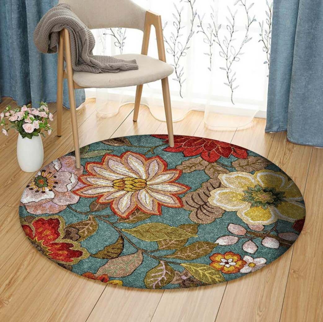 Flower Round Rug Carpet Bedroom Livingroom Home Decor
