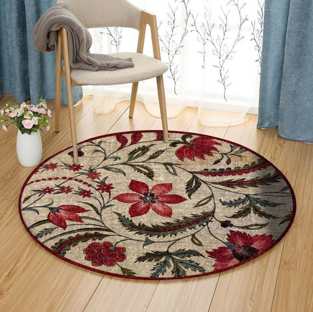 Flower Round Rug Carpet Bedroom Livingroom Home Decor