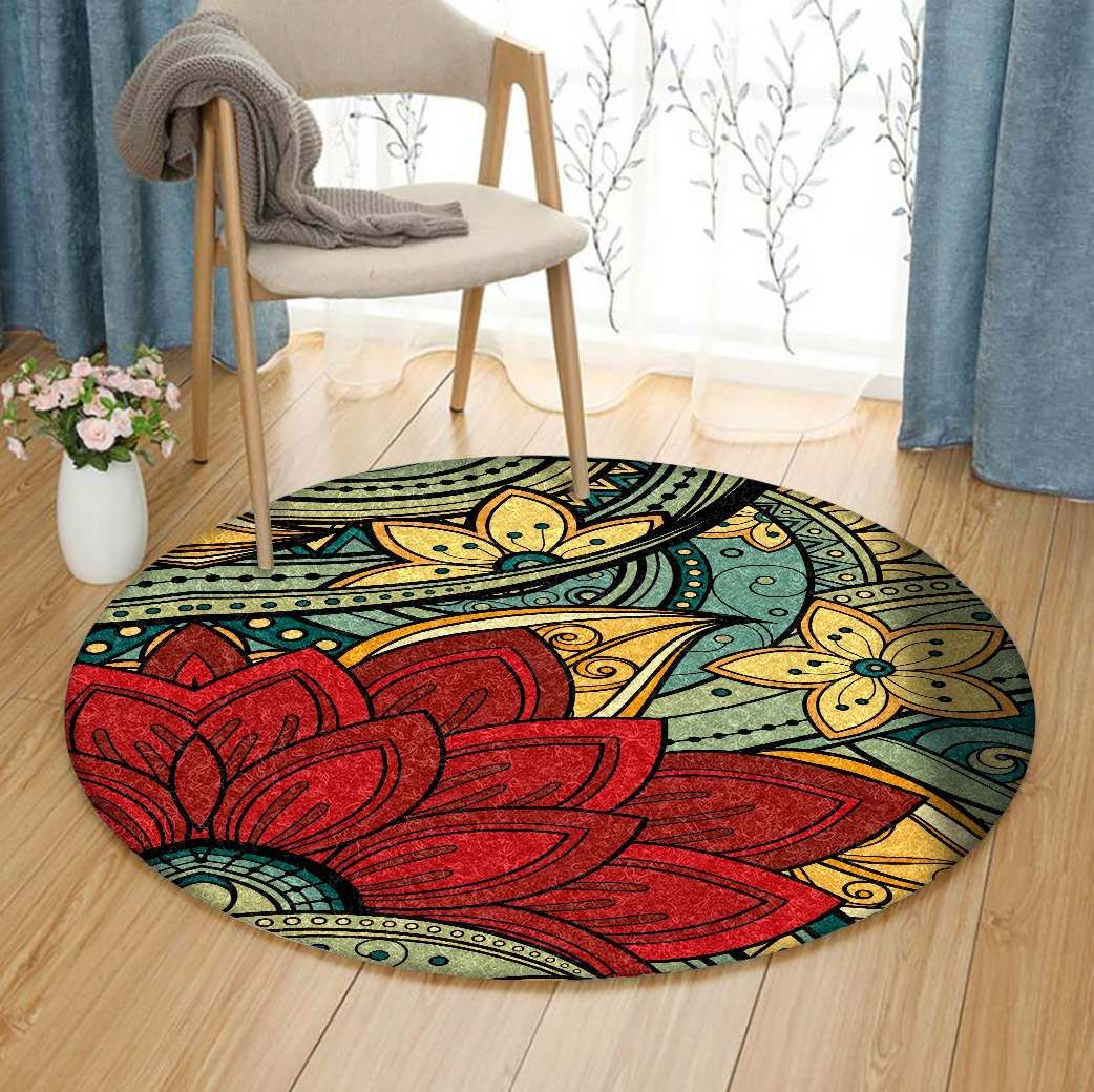 Flower Round Rug Carpet Bedroom Livingroom Home Decor