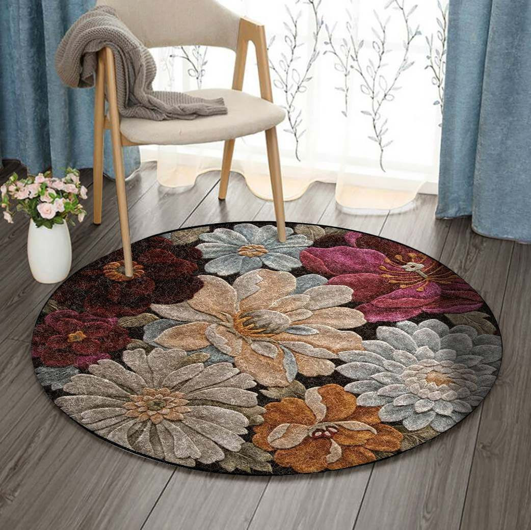 Flower Round Rug Carpet Bedroom Livingroom Home Decor