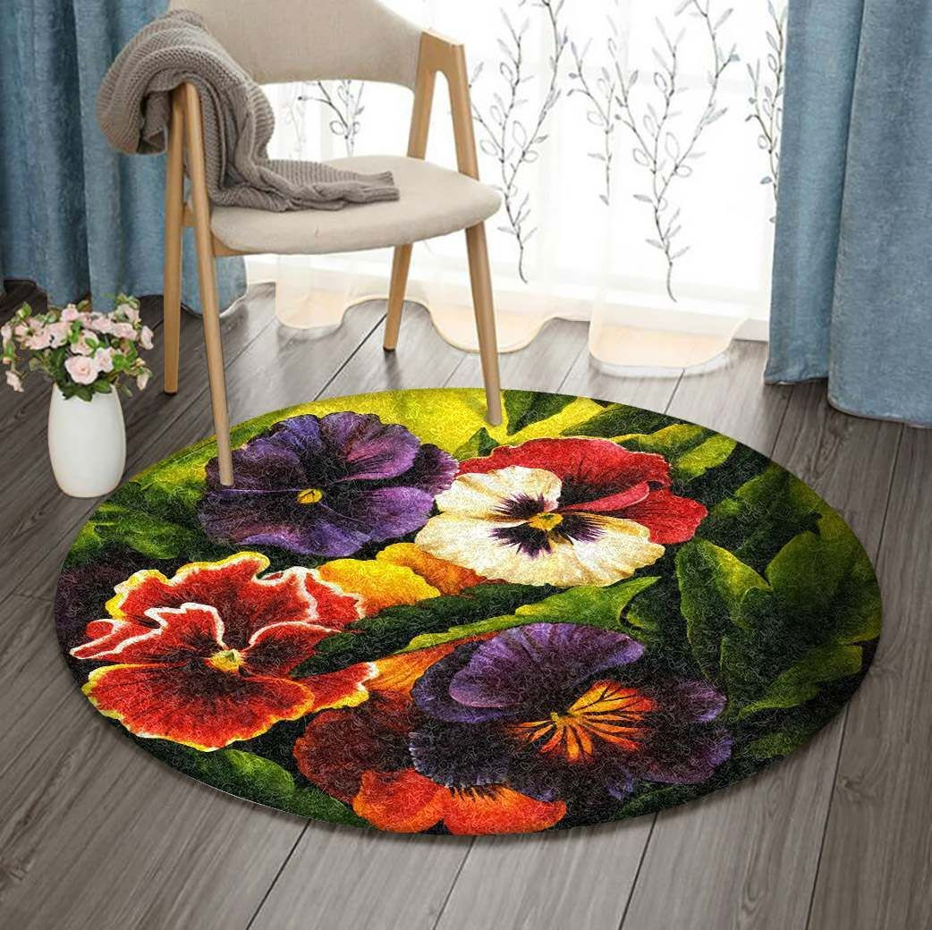 Flower Round Rug Carpet Bedroom Livingroom Home Decor