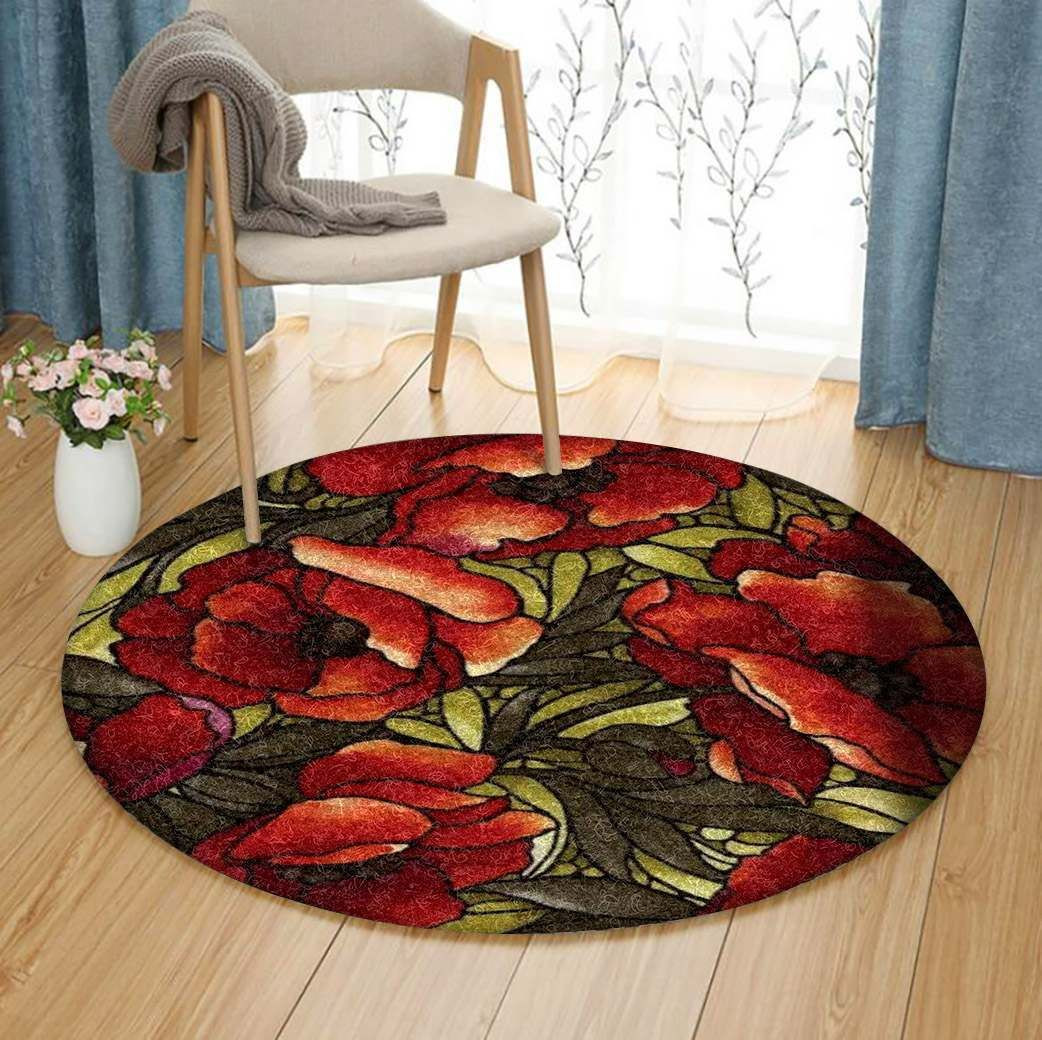 Flower Round Rug Carpet Bedroom Livingroom Home Decor
