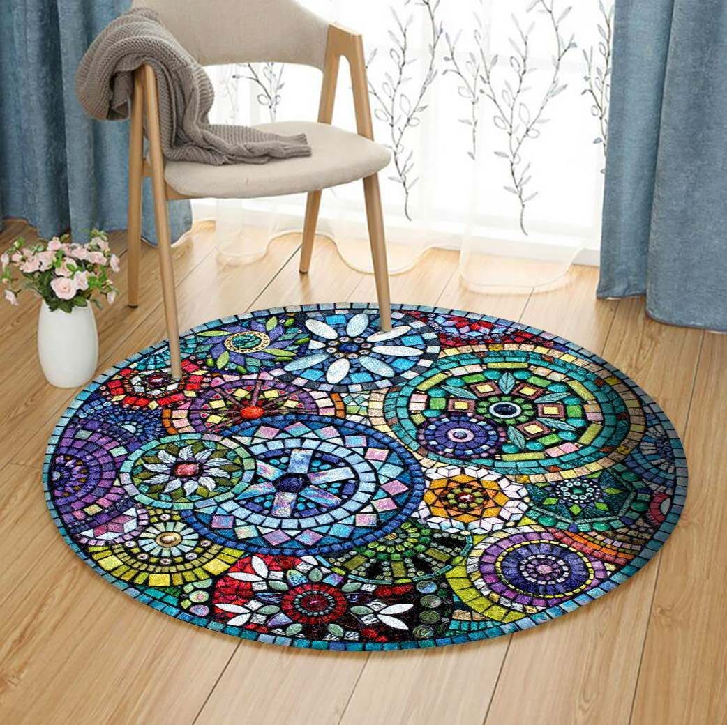 Flower Round Rug Carpet Bedroom Livingroom Home Decor