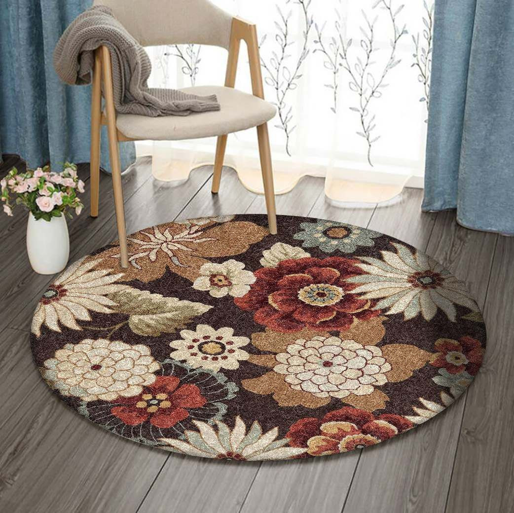 Flower Round Rug Carpet Bedroom Livingroom Home Decor