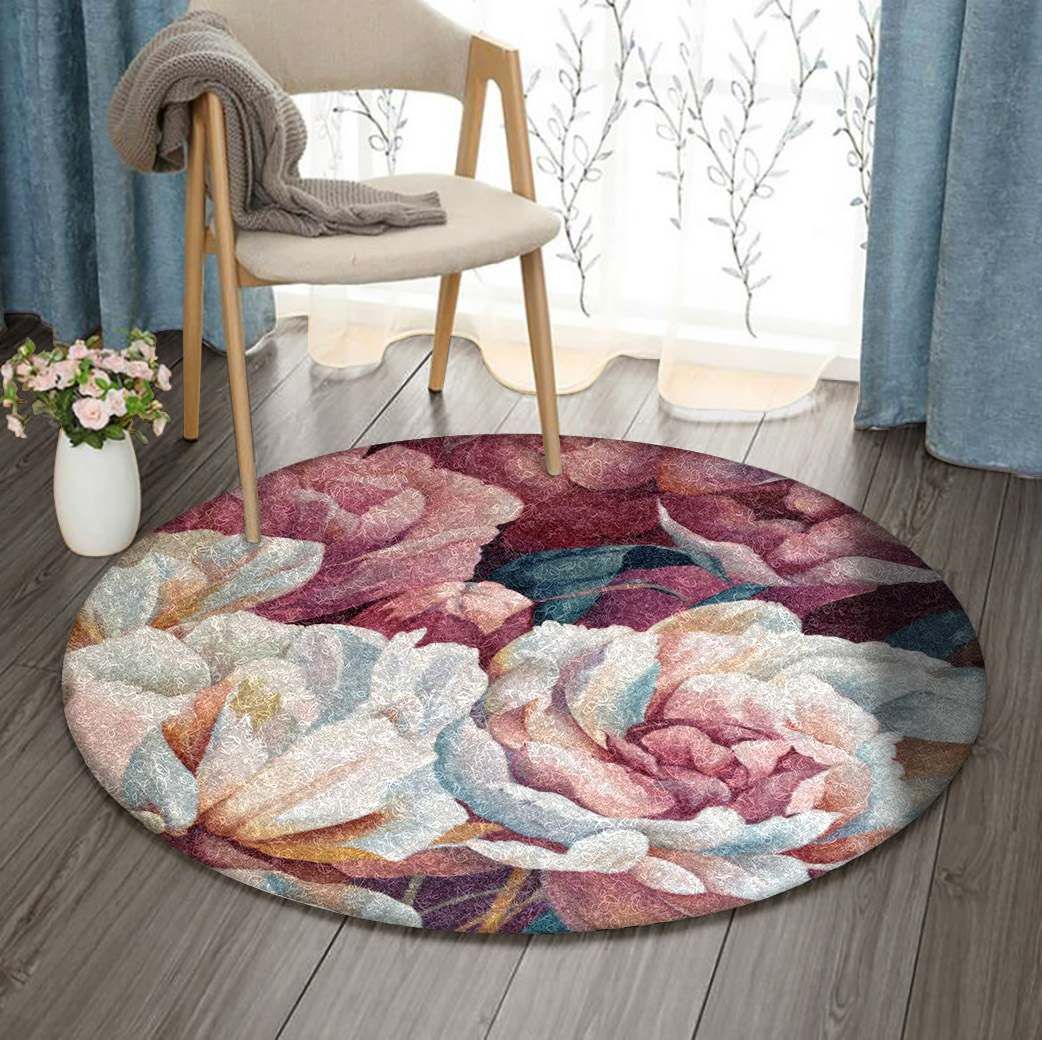 Flower Round Rug Carpet Bedroom Livingroom Home Decor
