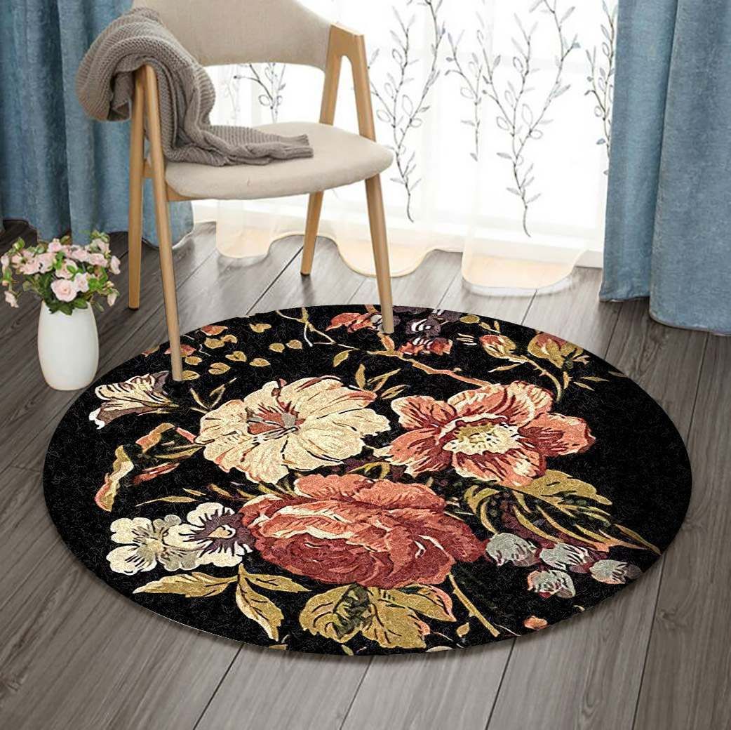 Flower Round Rug Carpet Bedroom Livingroom Home Decor
