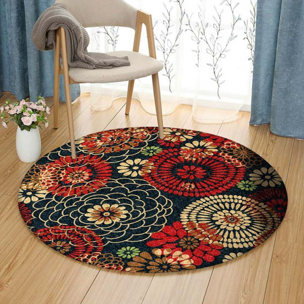 Flower Round Rug Carpet Bedroom Livingroom Home Decor