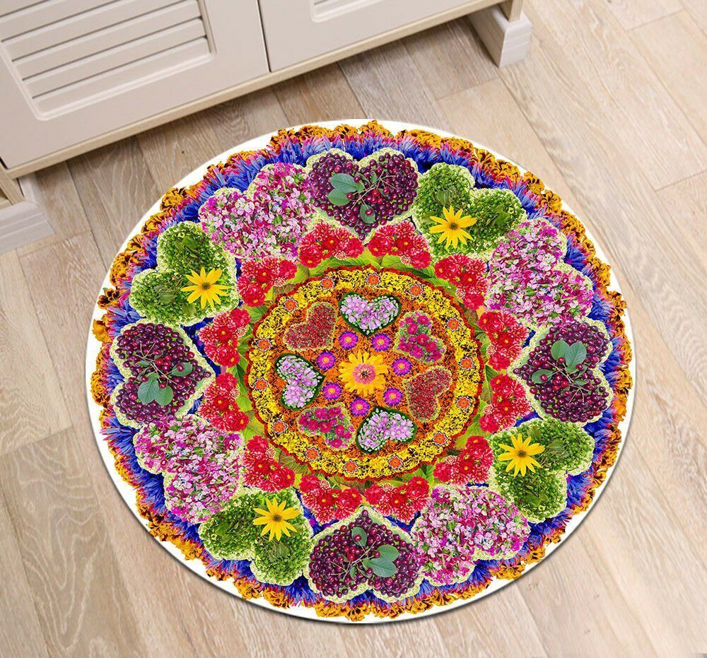 Flower Round Rug Carpet Bedroom Livingroom Home Decor