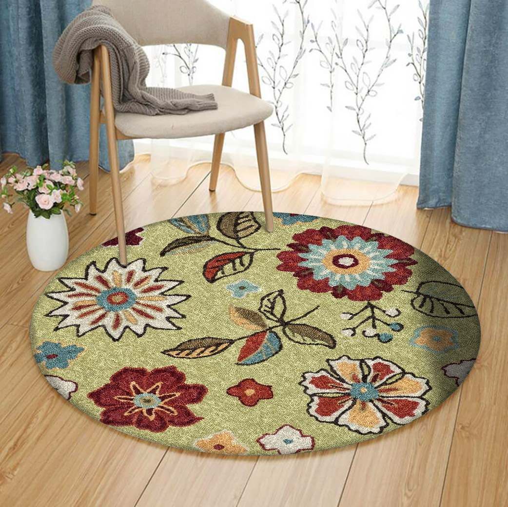Flower Round Rug Carpet Bedroom Livingroom Home Decor