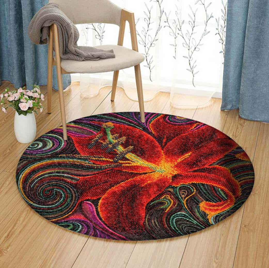 Flower Round Rug Carpet Bedroom Livingroom Home Decor