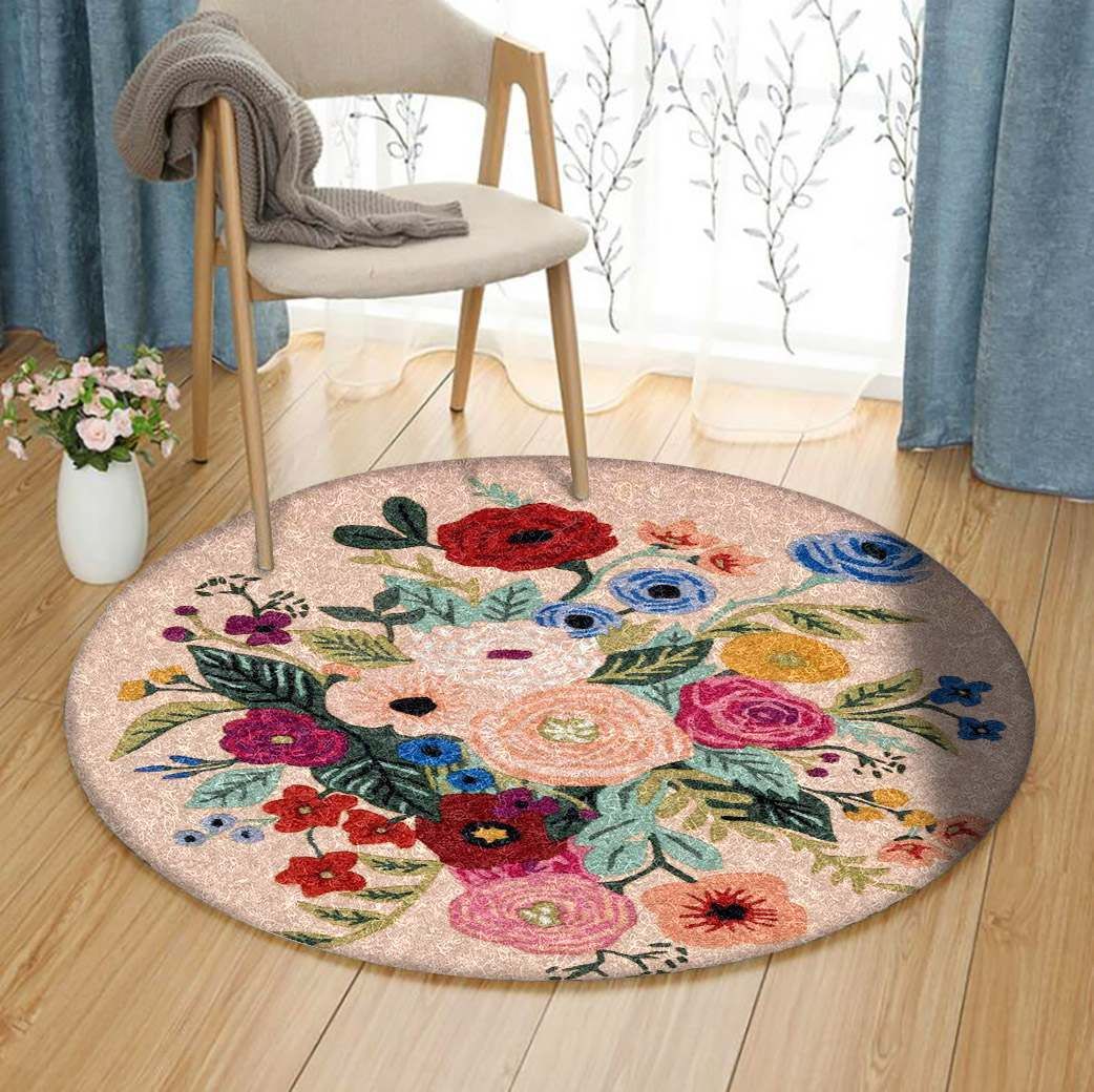 Flower Round Rug Carpet Bedroom Livingroom Home Decor
