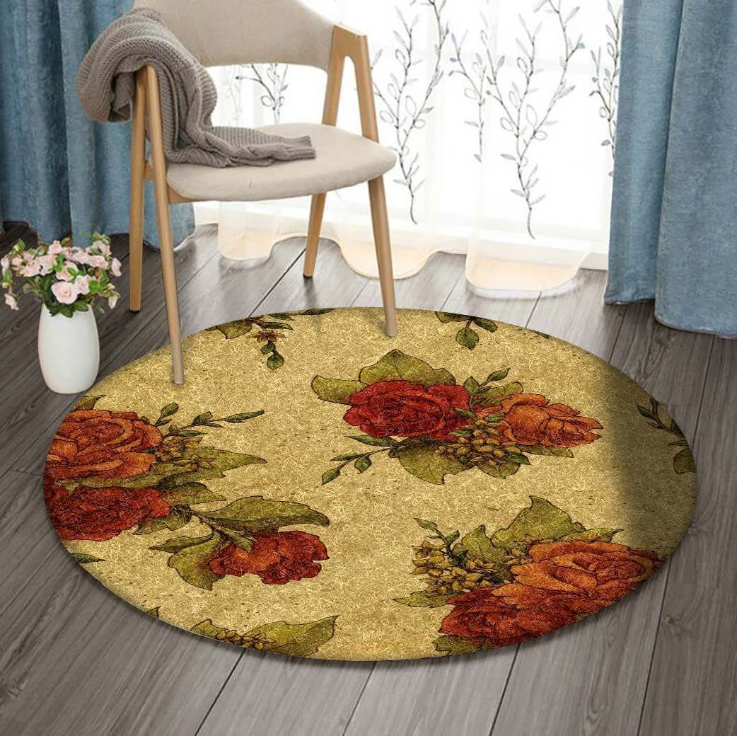 Flower Round Rug Carpet Bedroom Livingroom Home Decor