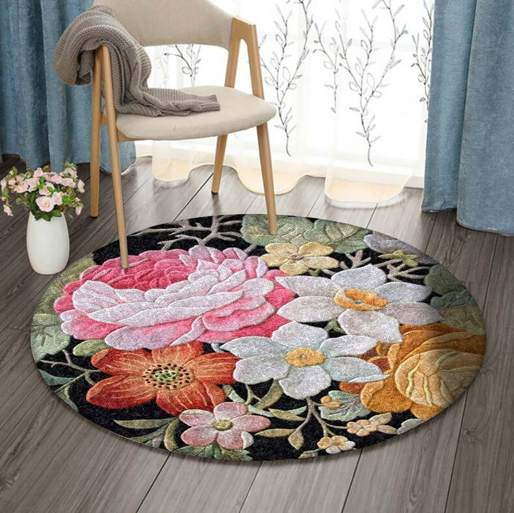 Flower Round Rug Carpet Bedroom Livingroom Home Decor