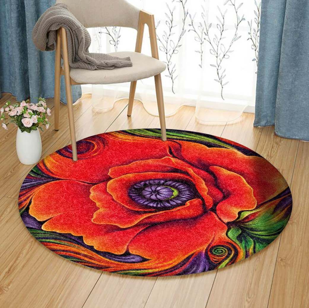 Flower Round Rug Carpet Bedroom Livingroom Home Decor