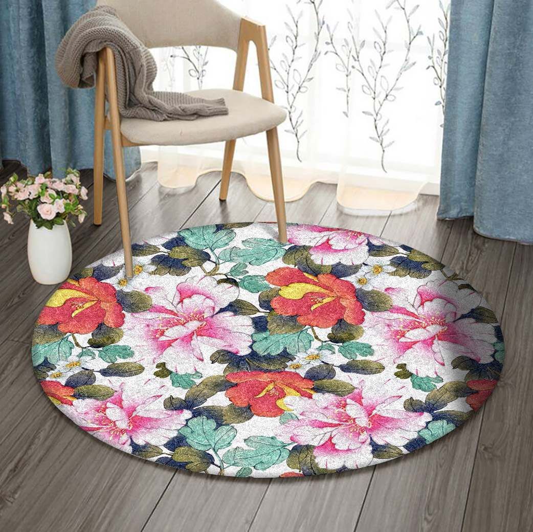 Flower Round Rug Carpet Bedroom Livingroom Home Decor