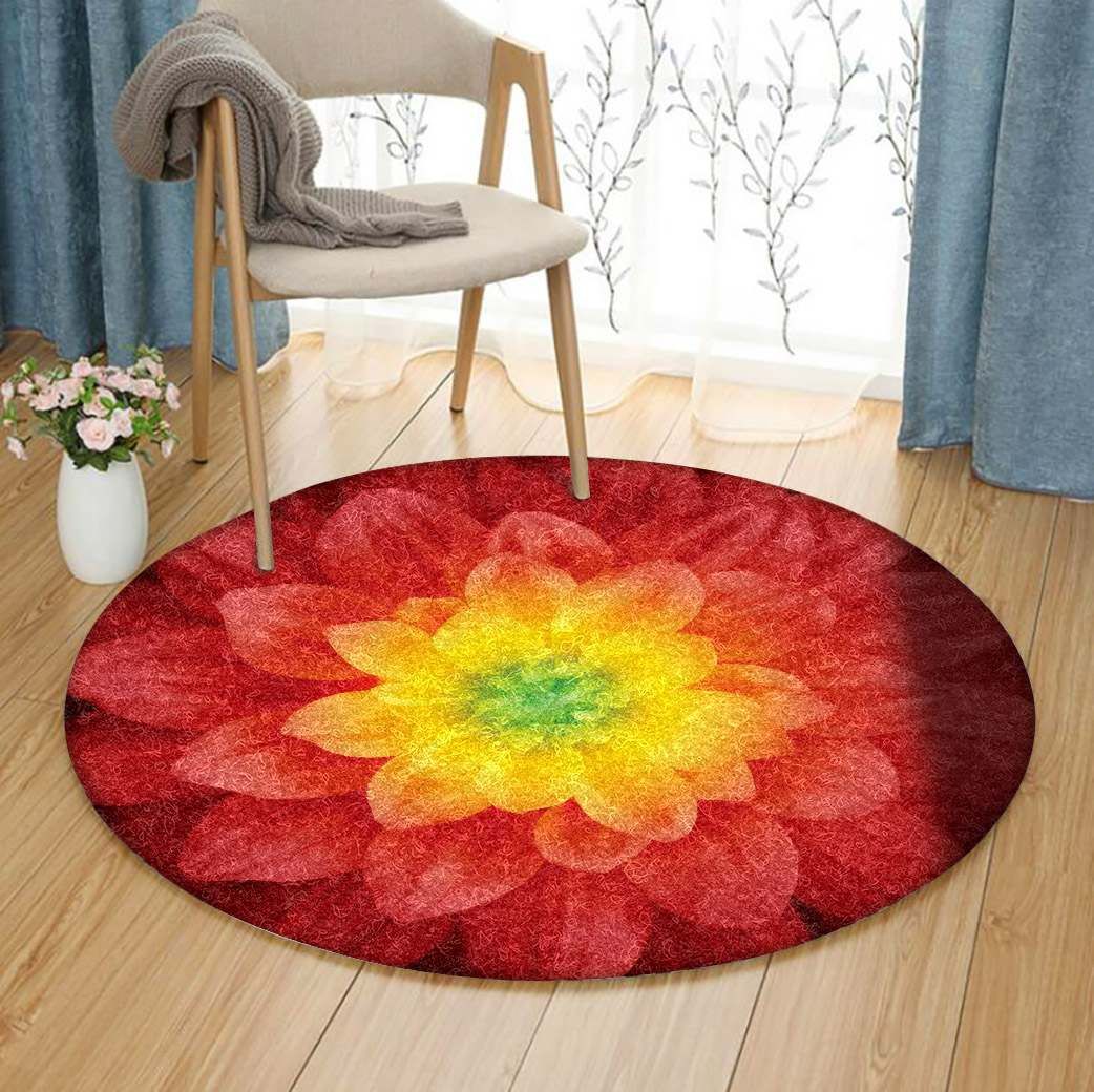 Flower Round Rug Carpet Bedroom Livingroom Home Decor