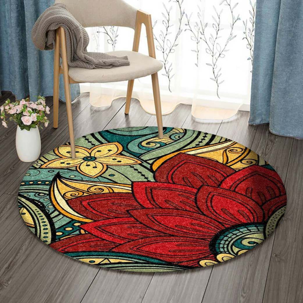 Flower Round Rug Carpet Bedroom Livingroom Home Decor