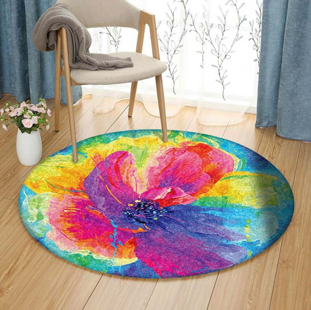 Flower Round Rug Carpet Bedroom Livingroom Home Decor