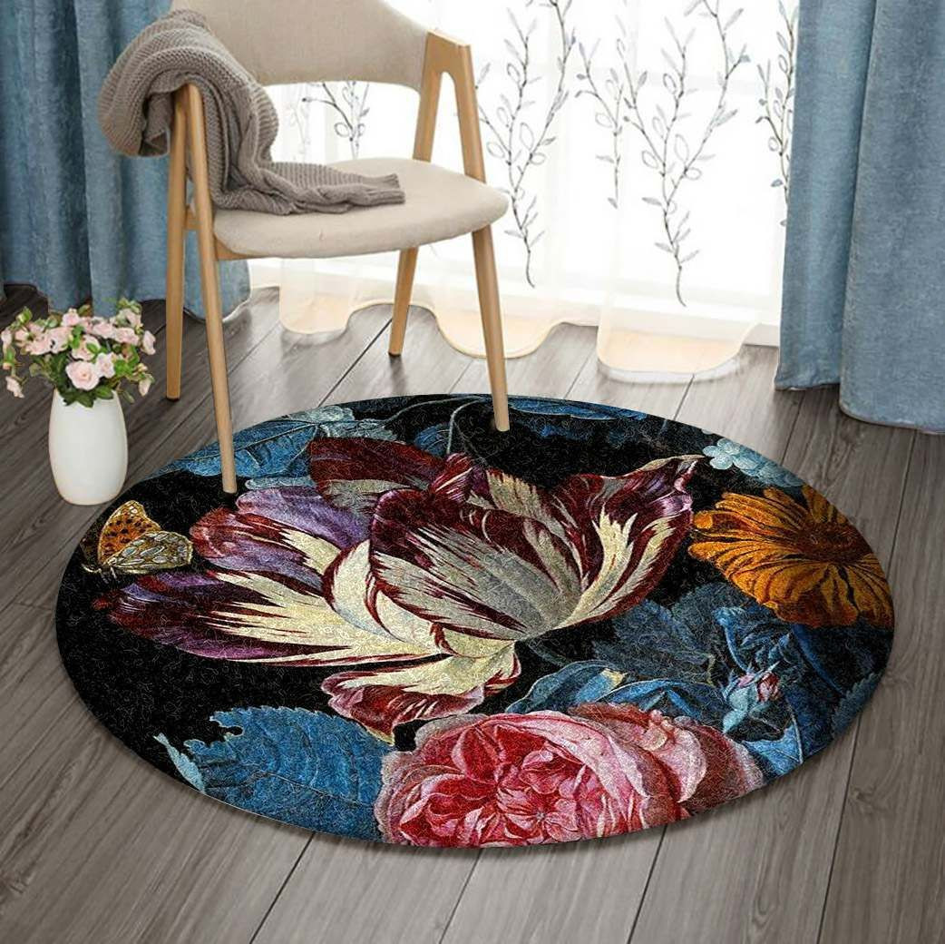 Flower Round Rug Carpet Bedroom Livingroom Home Decor
