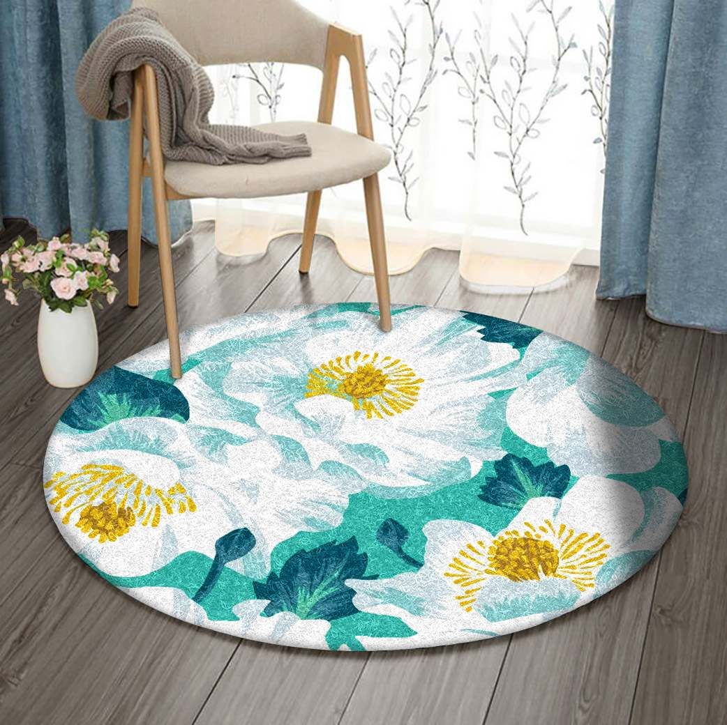 Flower Round Rug Carpet Bedroom Livingroom Home Decor