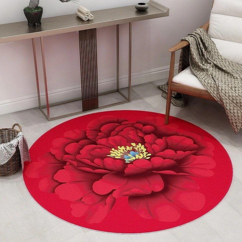 Flower Round Rug Carpet Bedroom Livingroom Home Decor