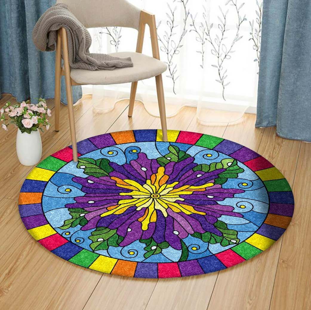 Flower Round Rug Carpet Bedroom Livingroom Home Decor