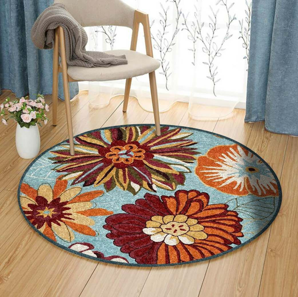 Flower Round Rug Carpet Bedroom Livingroom Home Decor