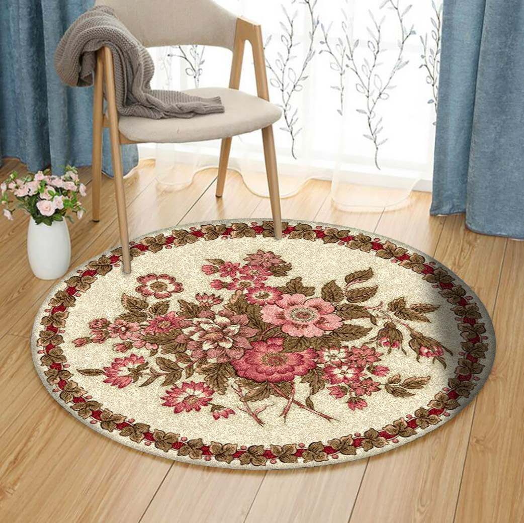 Flower Round Rug Carpet Bedroom Livingroom Home Decor