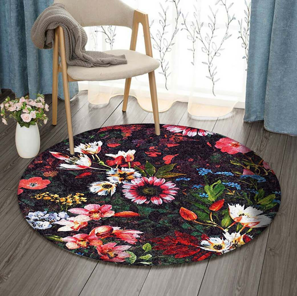 Flower Round Rug Carpet Bedroom Livingroom Home Decor
