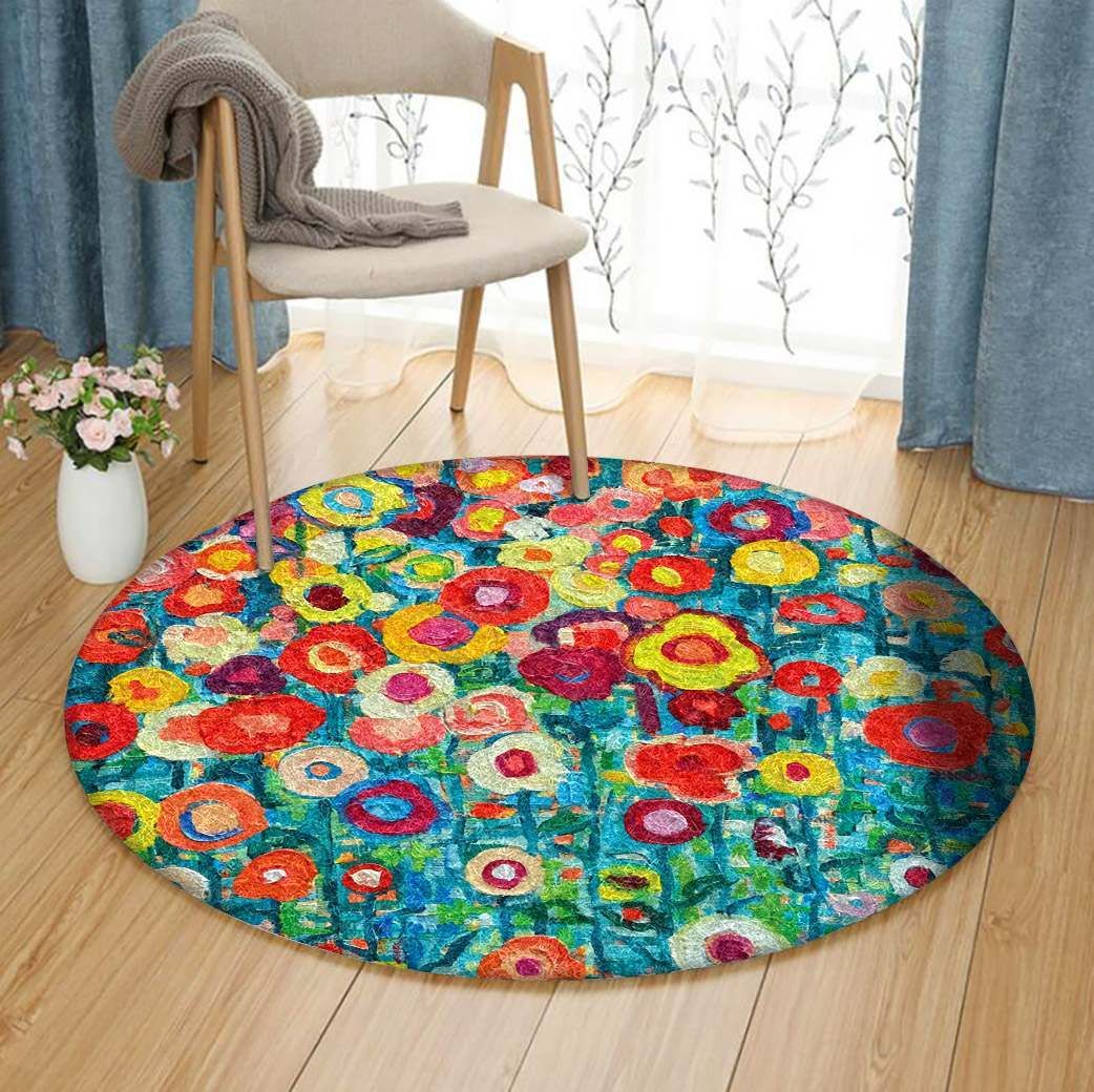 Flower Round Rug Carpet Bedroom Livingroom Home Decor