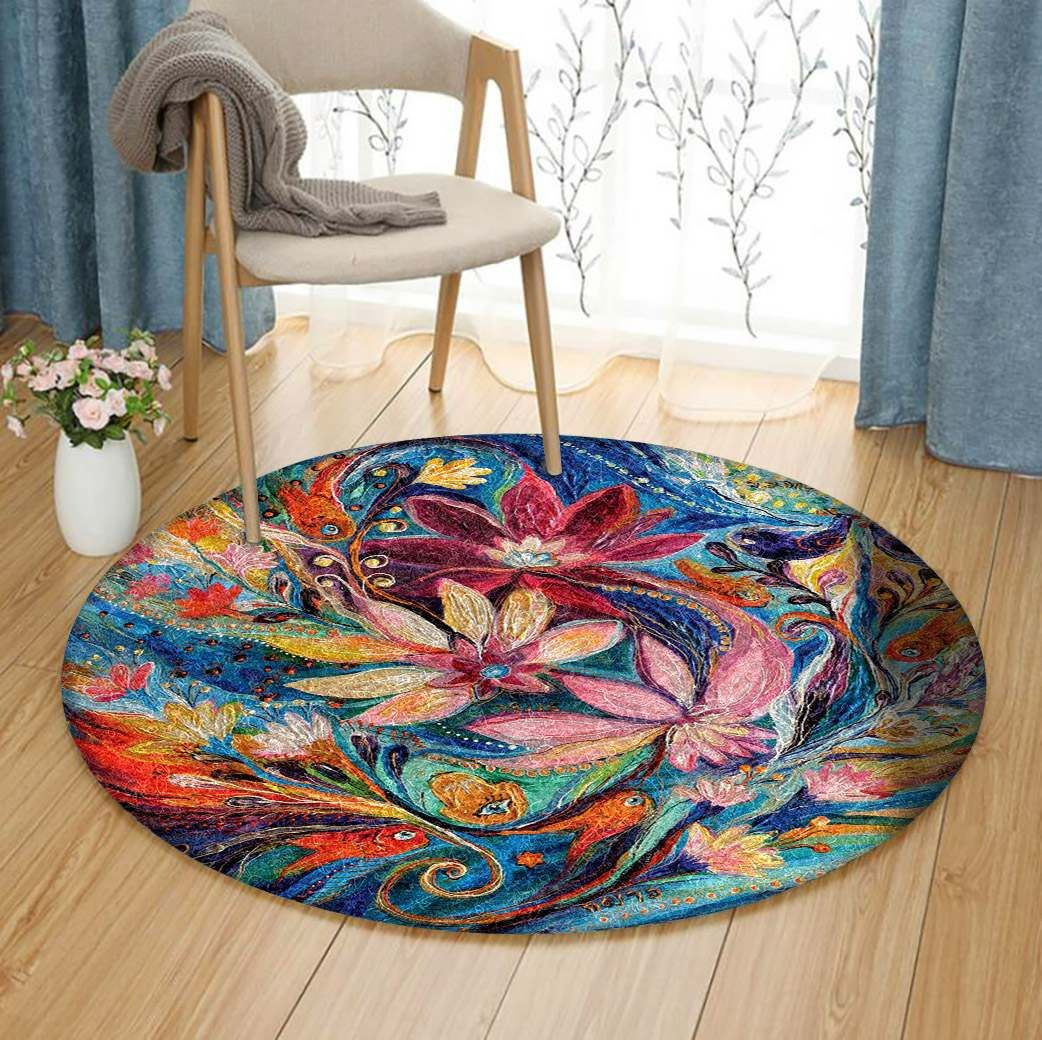 Flower Round Rug Carpet Bedroom Livingroom Home Decor