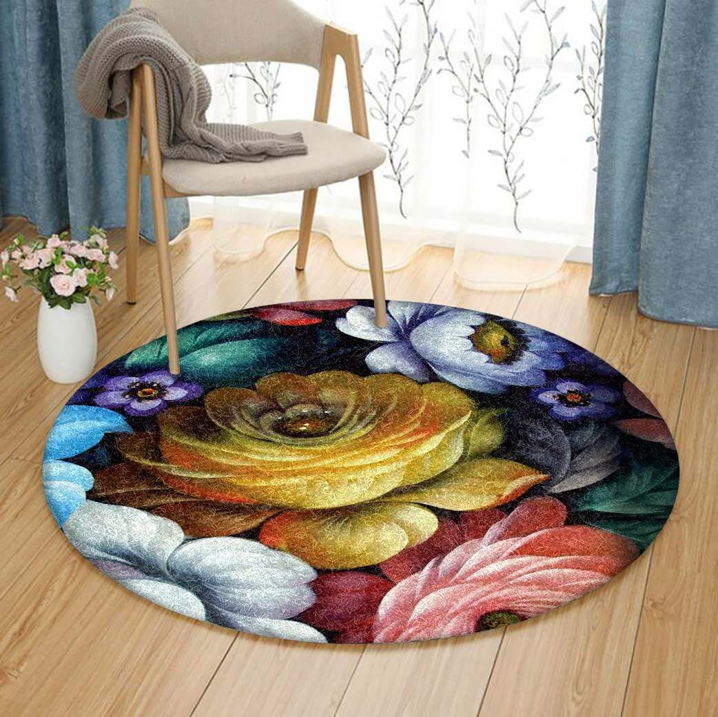 Flower Round Rug Carpet Bedroom Livingroom Home Decor