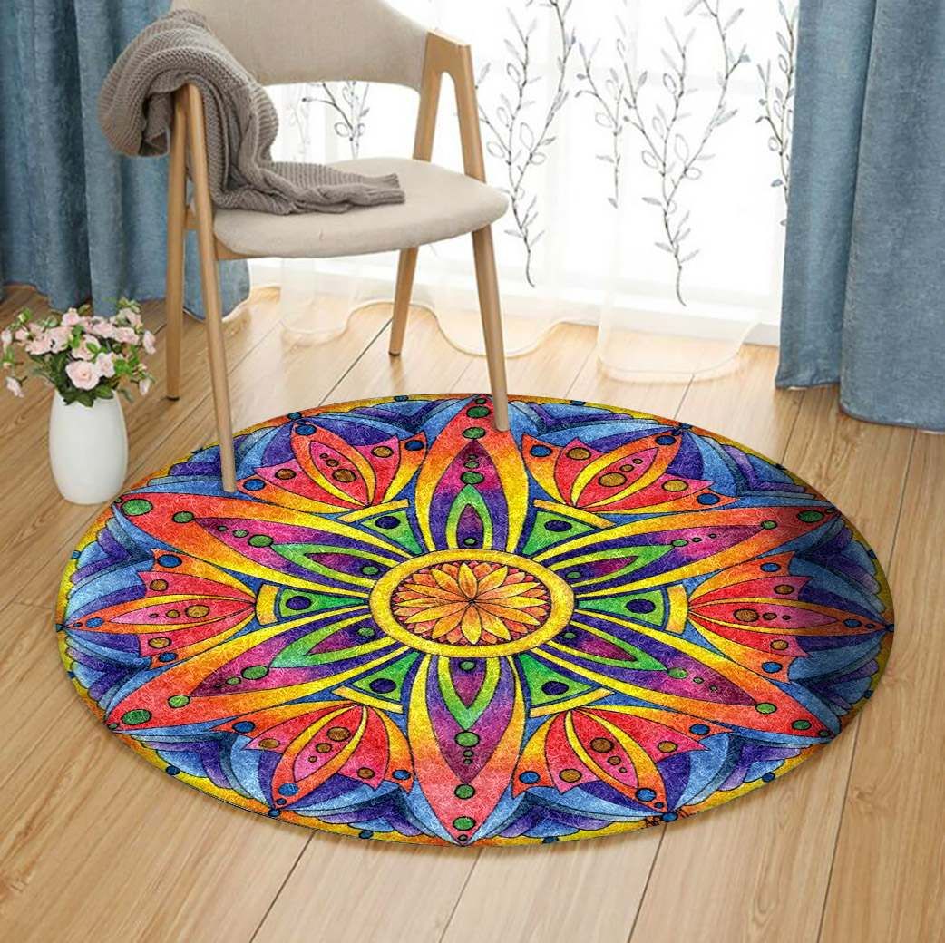 Flower Round Rug Carpet Bedroom Livingroom Home Decor