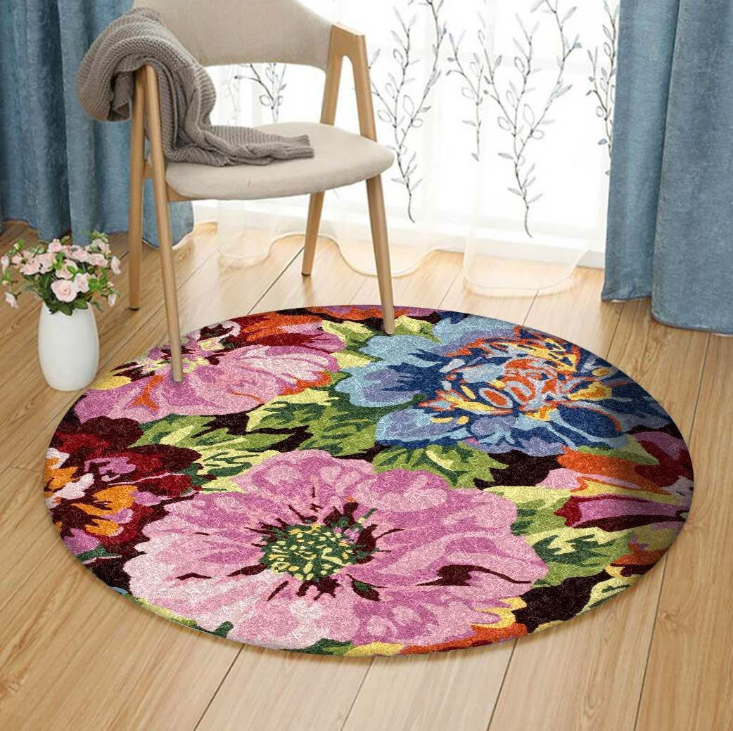 Flower Round Rug Carpet Bedroom Livingroom Home Decor