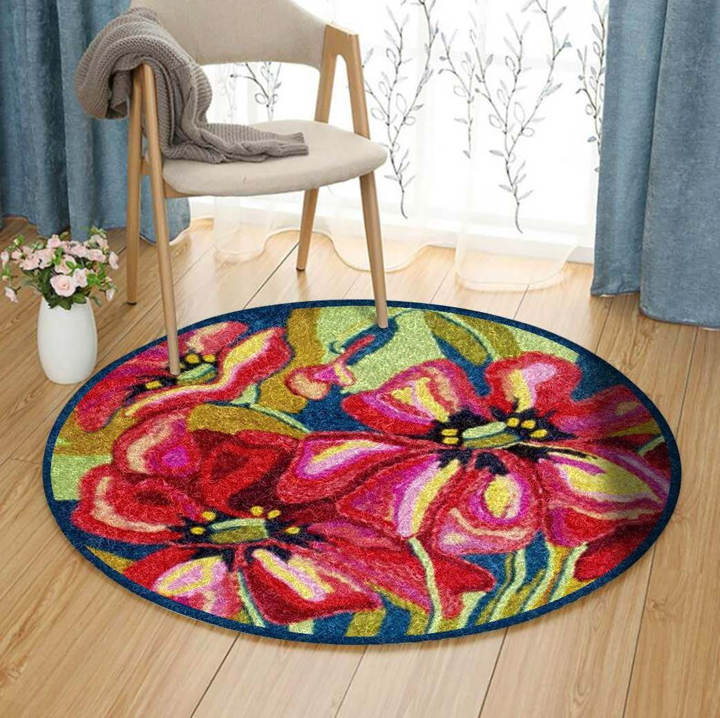 Flower Round Rug Carpet Bedroom Livingroom Home Decor