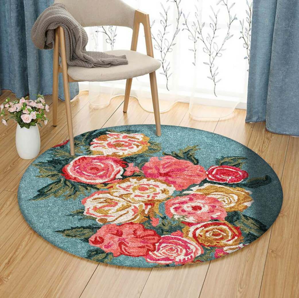 Flower Round Rug Carpet Bedroom Livingroom Home Decor