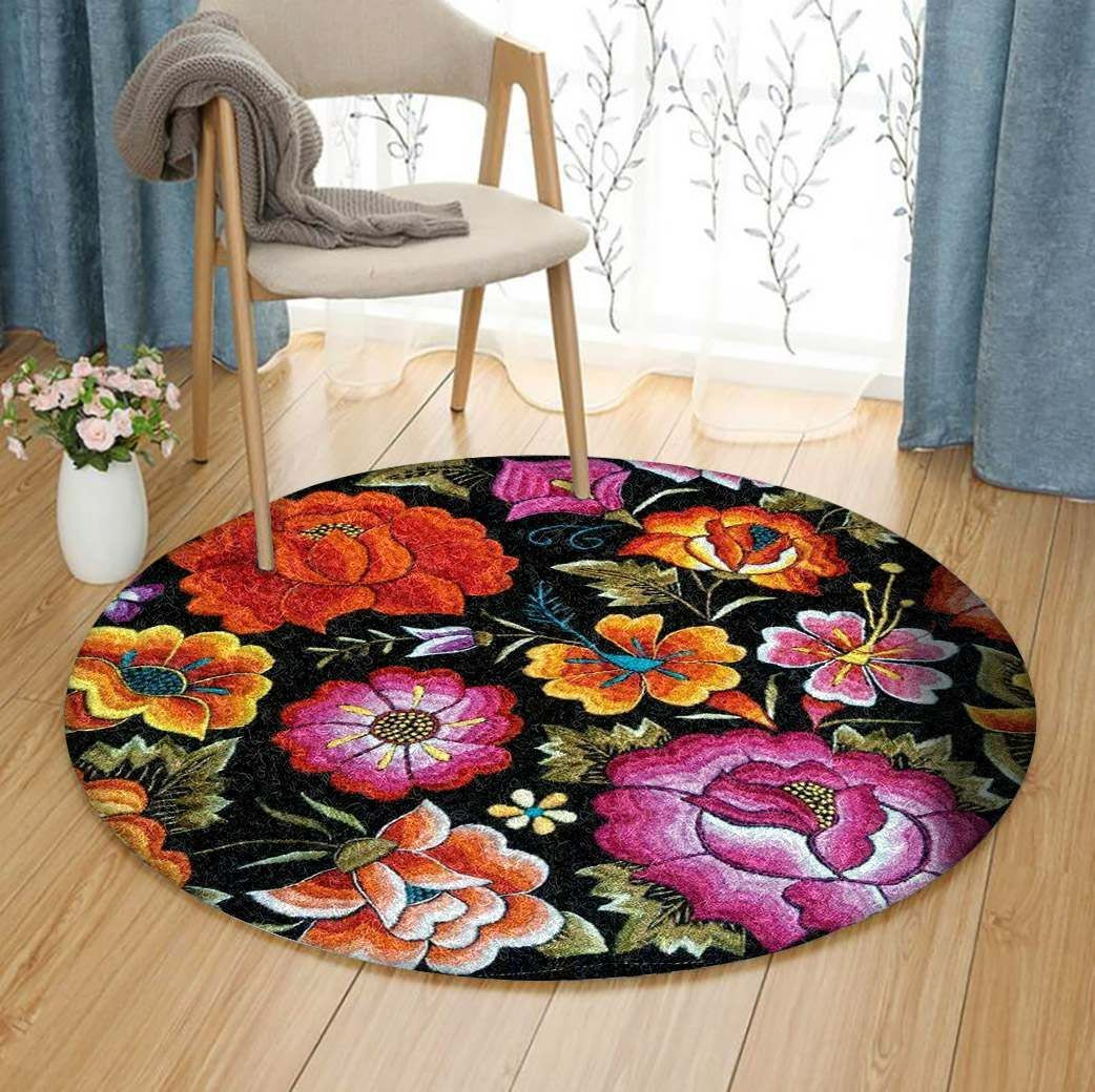 Flower Round Rug Carpet Bedroom Livingroom Home Decor