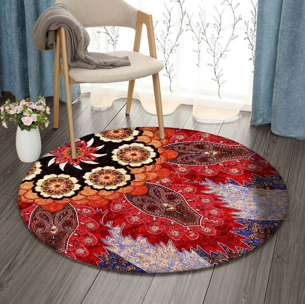 Flower Round Rug Carpet Bedroom Livingroom Home Decor