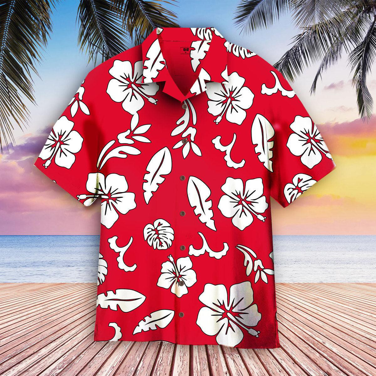 Flowers & Leaves Pattern Hawaiian Shirt