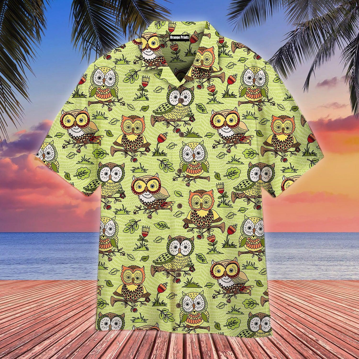 Flowers Owls Hawaiian Shirt