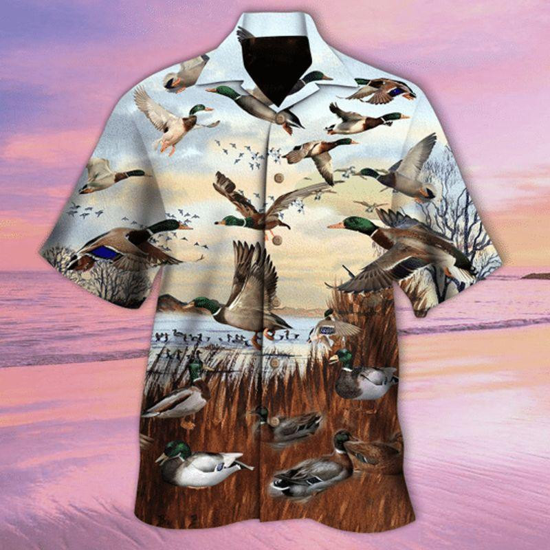 Flying Duck For Duck Hunter Hawaiian Shirt