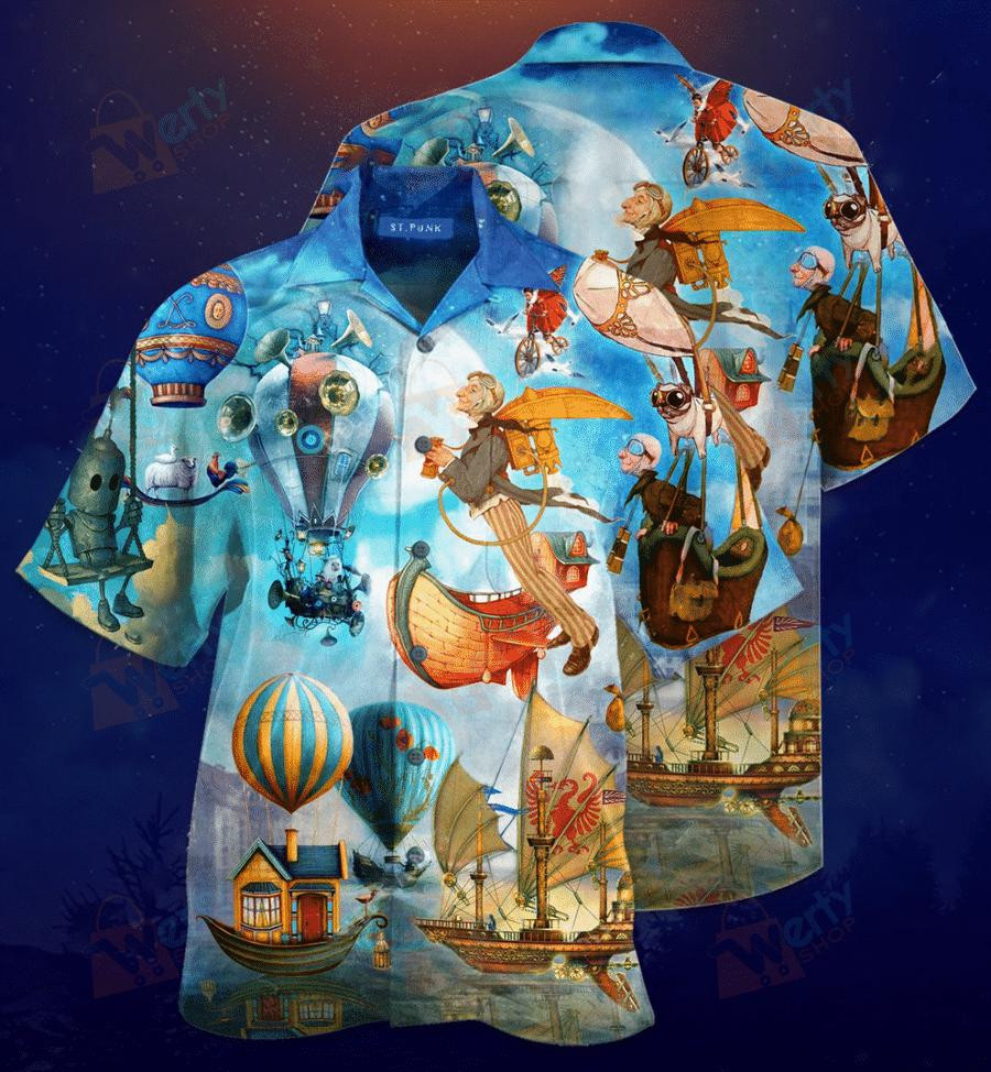Flying Steampunk World Hawaiian Shirt