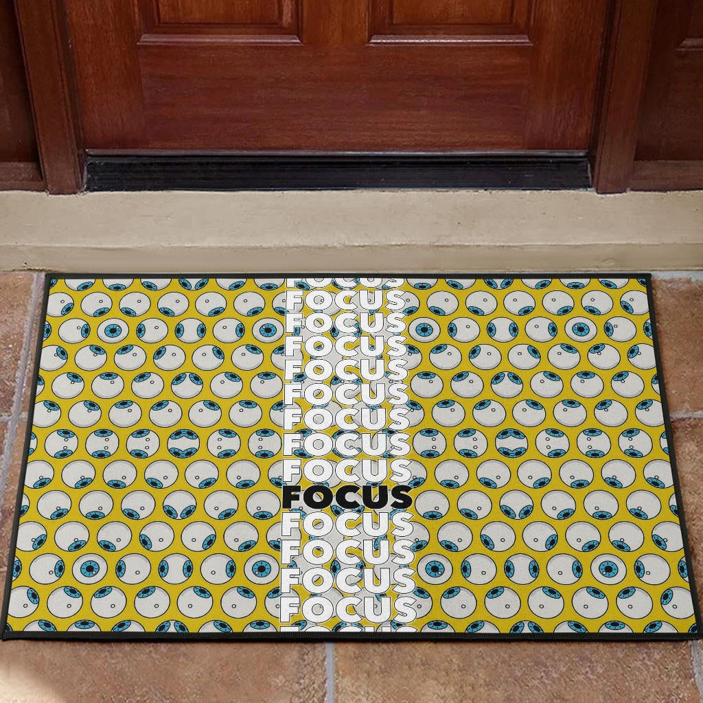 Focus Text In Column Eye Patterns Yellow Rubber Doormat Home Decor
